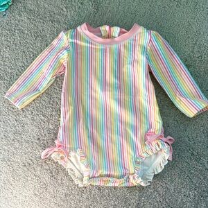 Ruffle Butts Striped Swimsuit Rashguard - 9-12 months